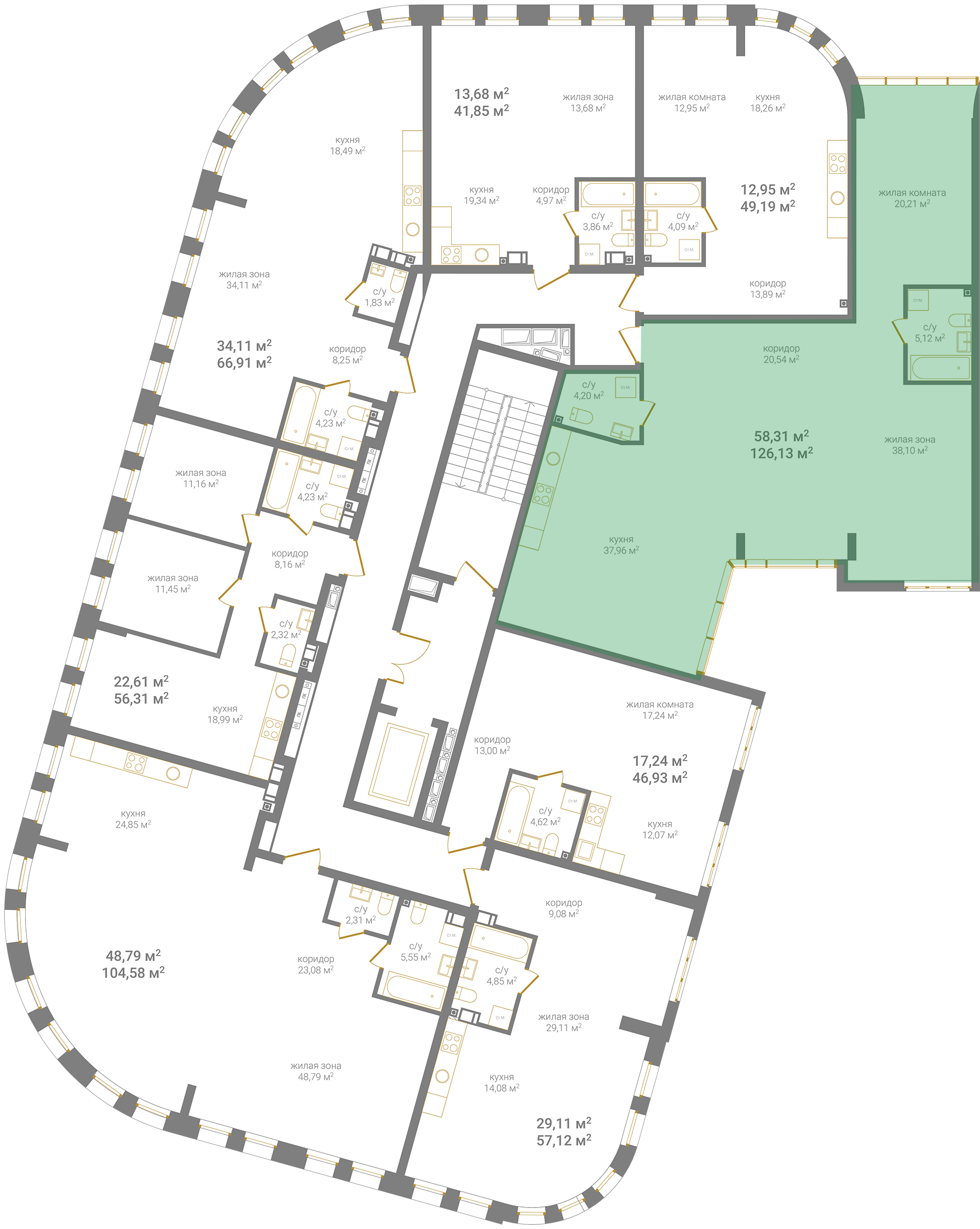 7-комнатная квартира, 126.8 кв.м, КМ Дом на Барминской, изображение-2