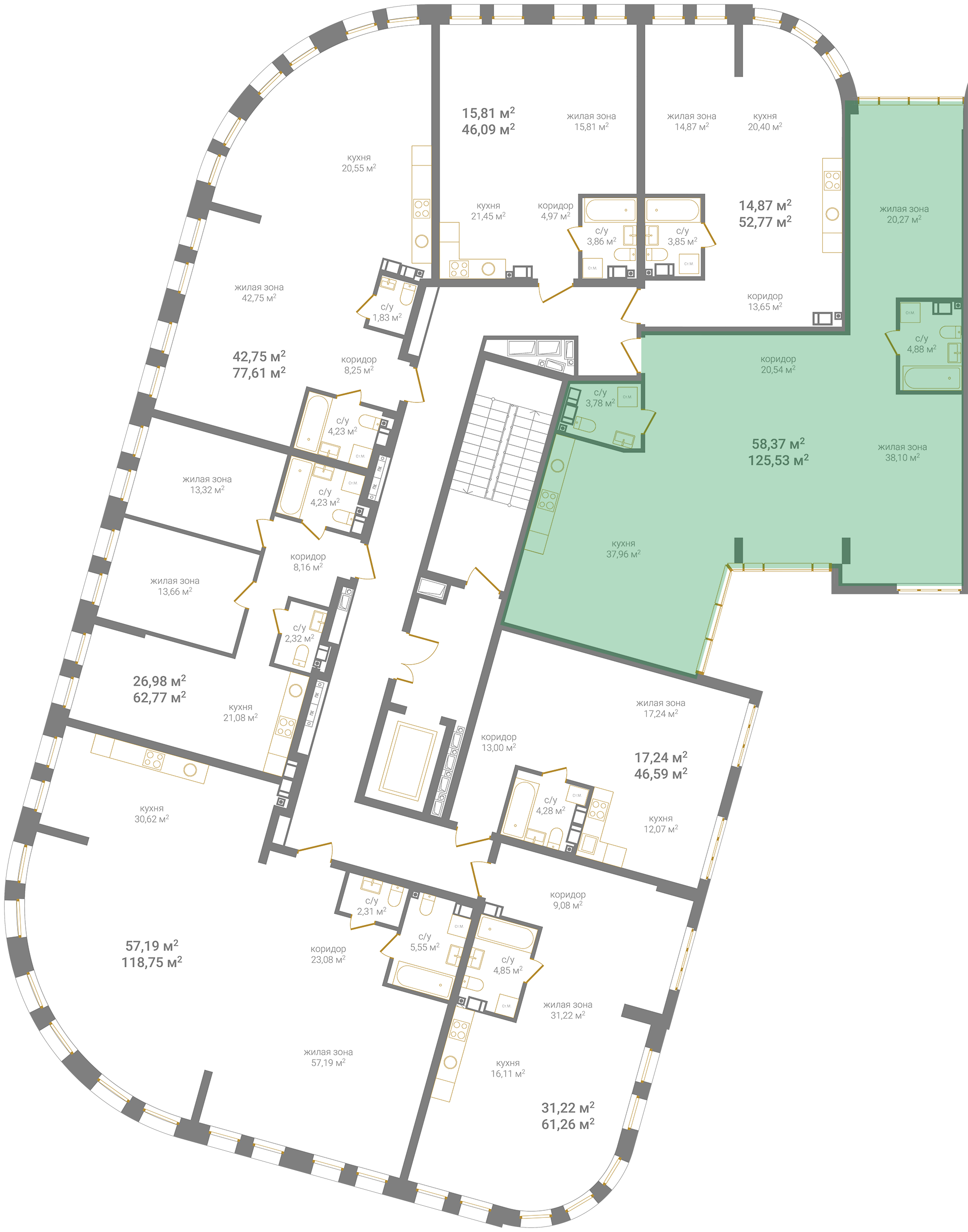 7-комнатная квартира, 126.2 кв.м, КМ Дом на Барминской, изображение-2