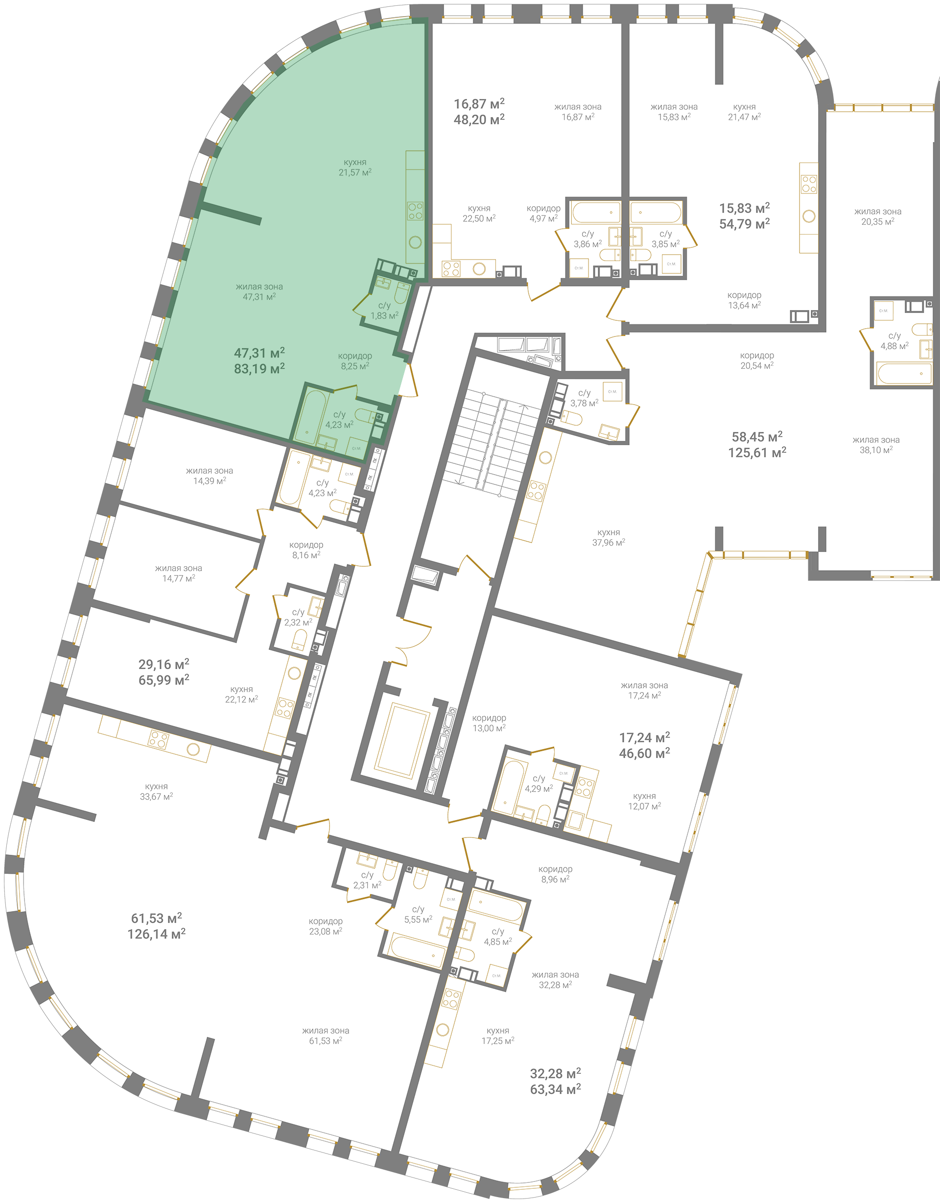 7-комнатная квартира, 84 кв.м, КМ Дом на Барминской, изображение-2