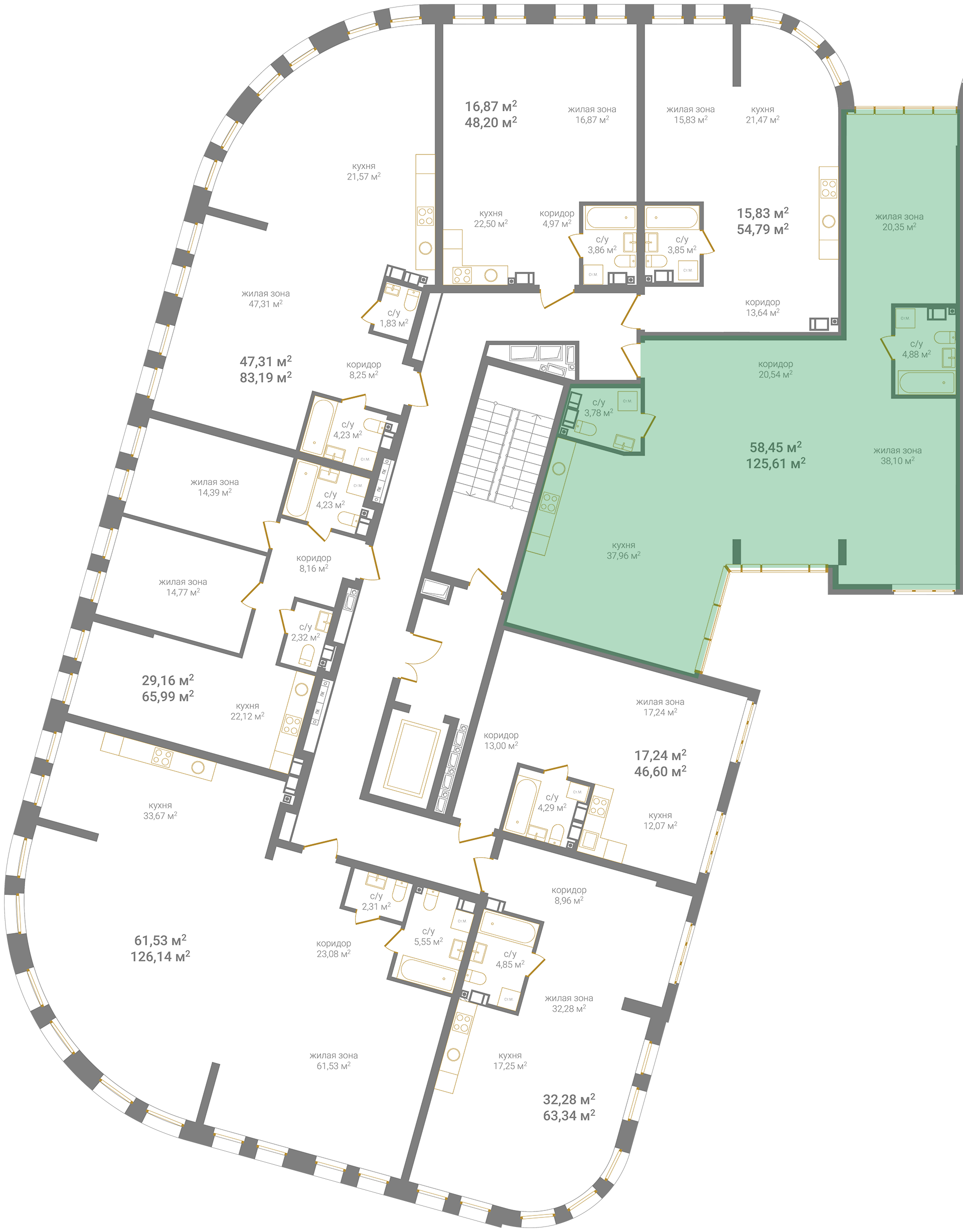 7-комнатная квартира, 126.2 кв.м, КМ Дом на Барминской, изображение-2