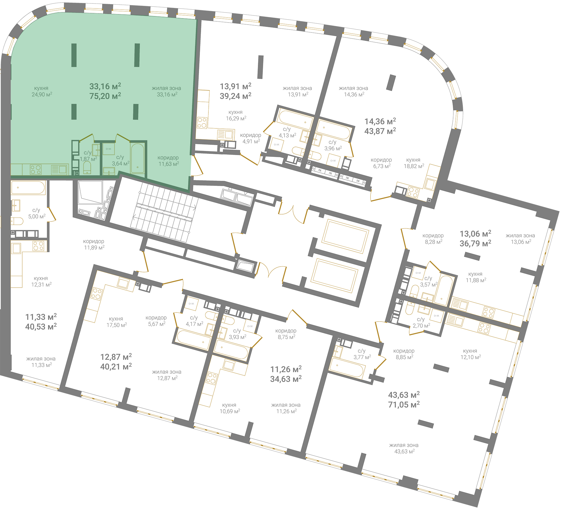 7-комнатная квартира, 75.2 кв.м, КМ Дом на Барминской, изображение-2